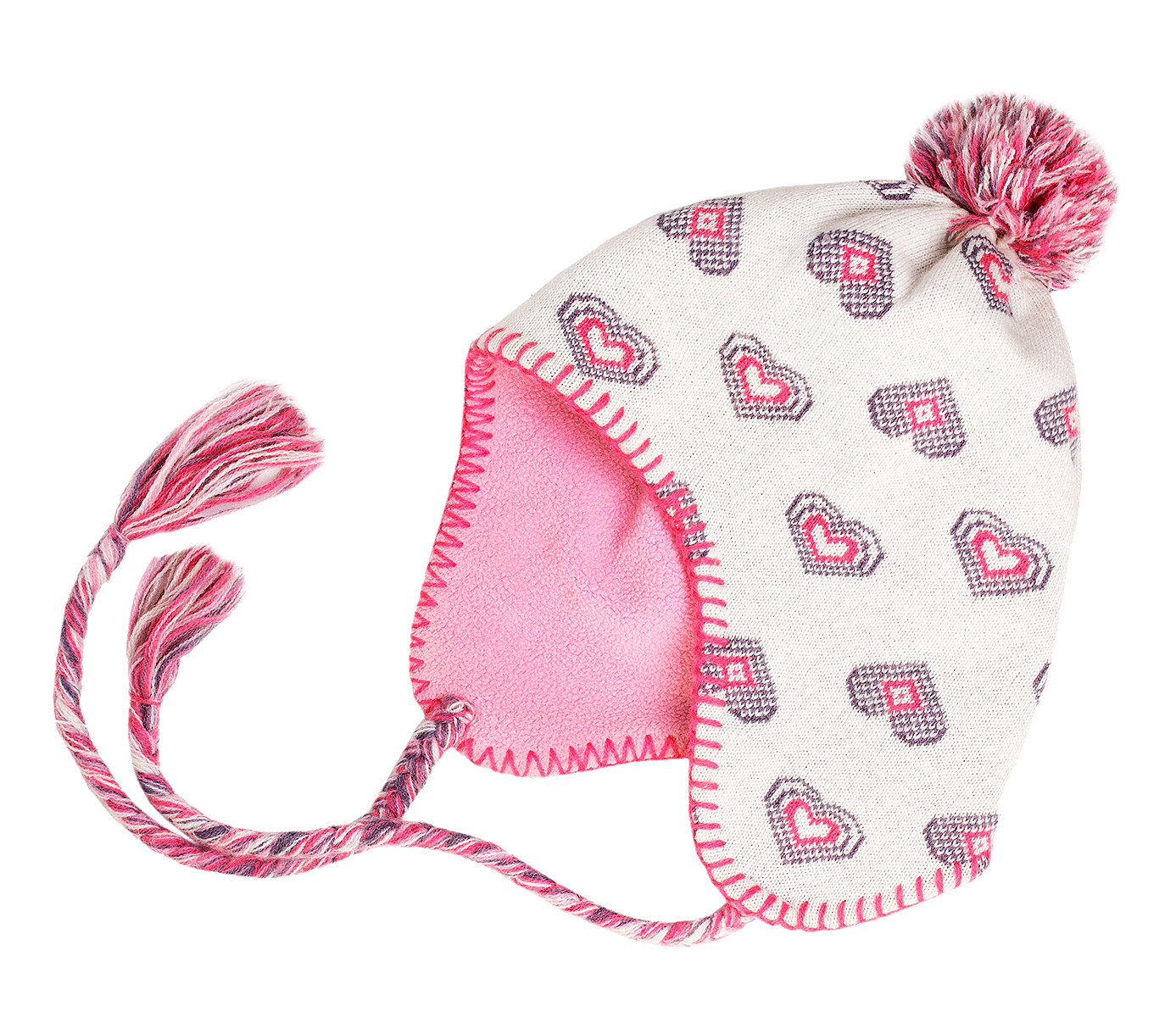 Set de gorro rosa y blanco para niña - Dbellos